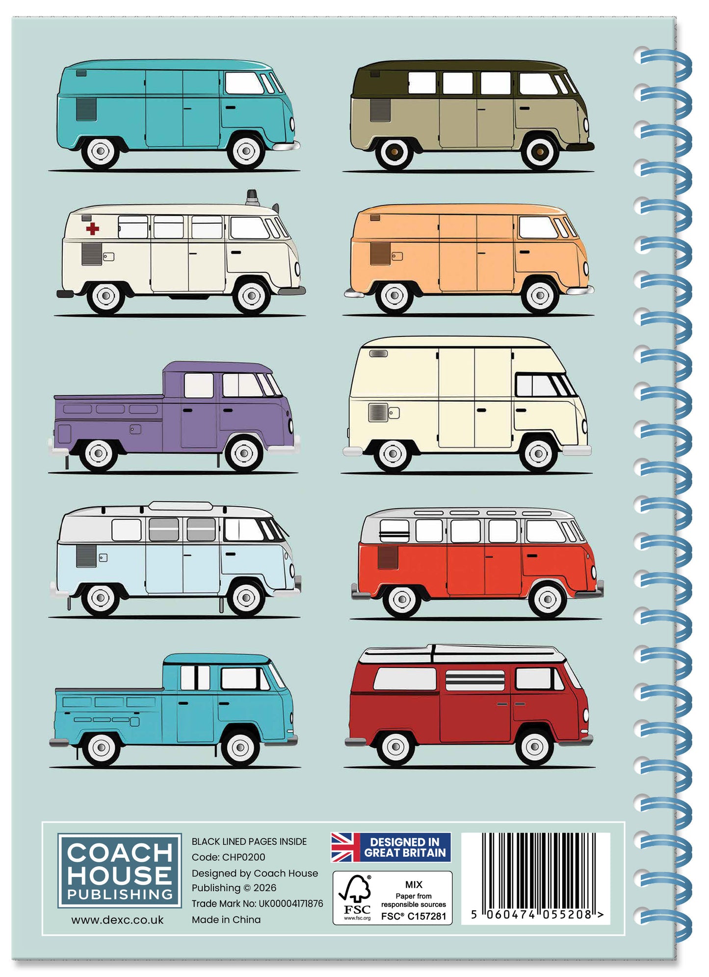 Camper Van Spiral Bound Notebook (A5 Lined Pages) (MINIMUM ORDER QUANTITY x 4 UNITS )