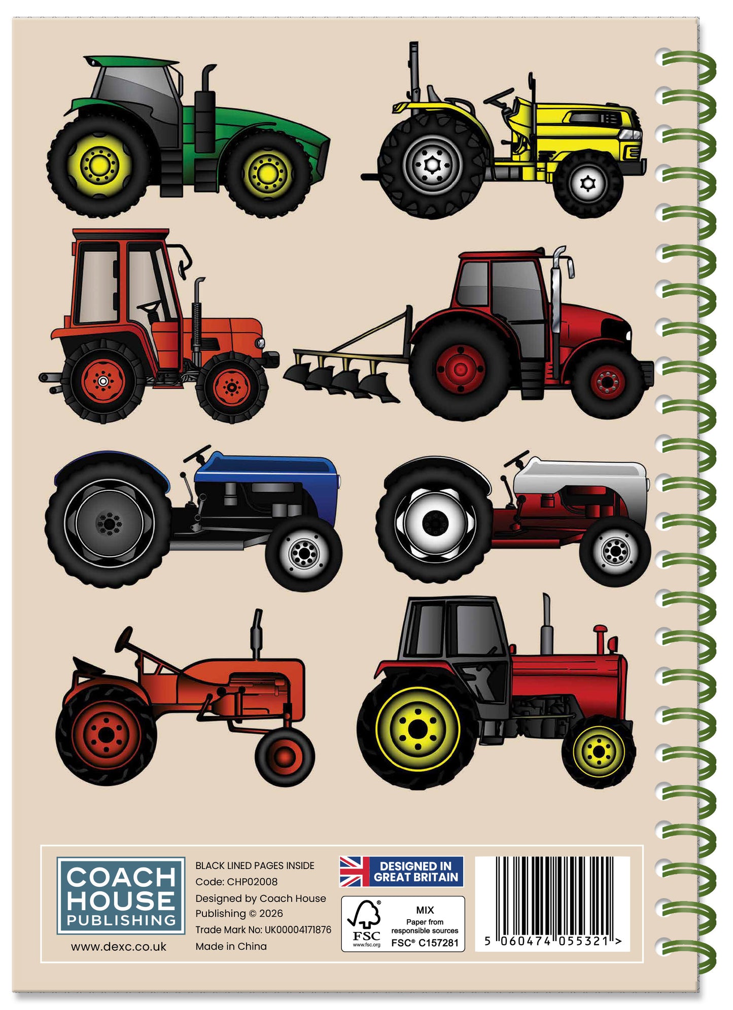 Tractors Spiral Bound Notebook (MINIMUM ORDER QUANTITY x 4 UNITS )