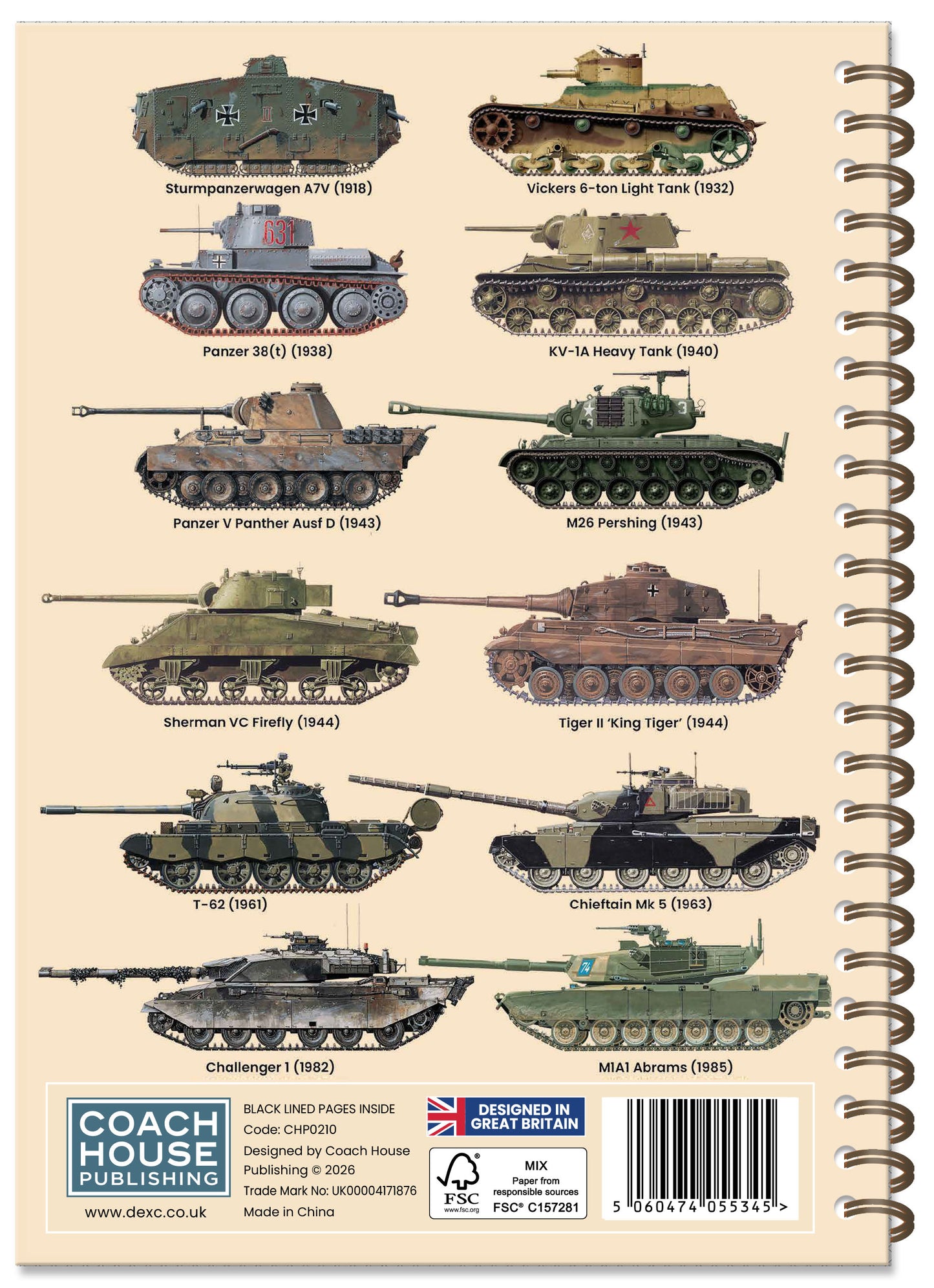 Tanks Spiral Bound Notebook (A5 Lined Pages) (MINIMUM ORDER QUANTITY x 4 UNITS )