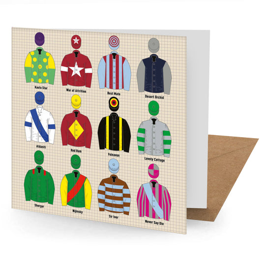 Vintage Jockey Tops Greetings Card 150x150 blank (MINIMUM ORDER QUANITY x 6 UNITS )
