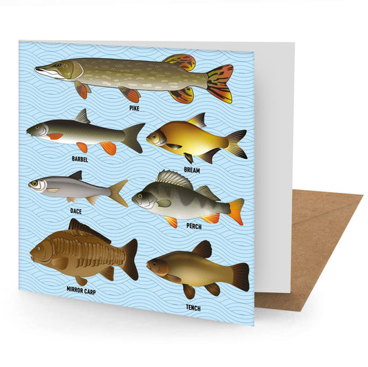 Coarse Fish Greetings Card 150x150mm blank (MINIMUM ORDER QUANITY x 6 UNITS )