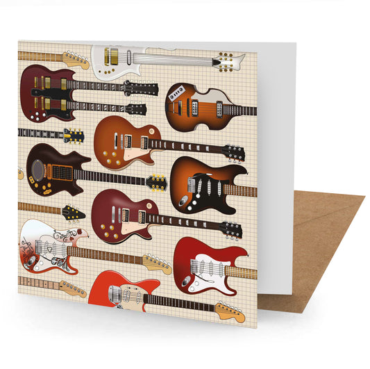 Guitars Greetings Card 150x150mm blank (MINIMUM ORDER QUANITY x 6 UNITS )