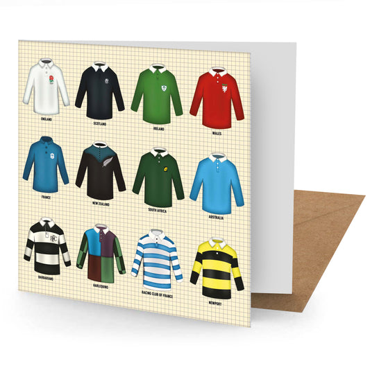 Vintage Rugby Shirts Greetings Card 150x150mm Blank (MINIMUM ORDER QUANITY x 6 UNITS )