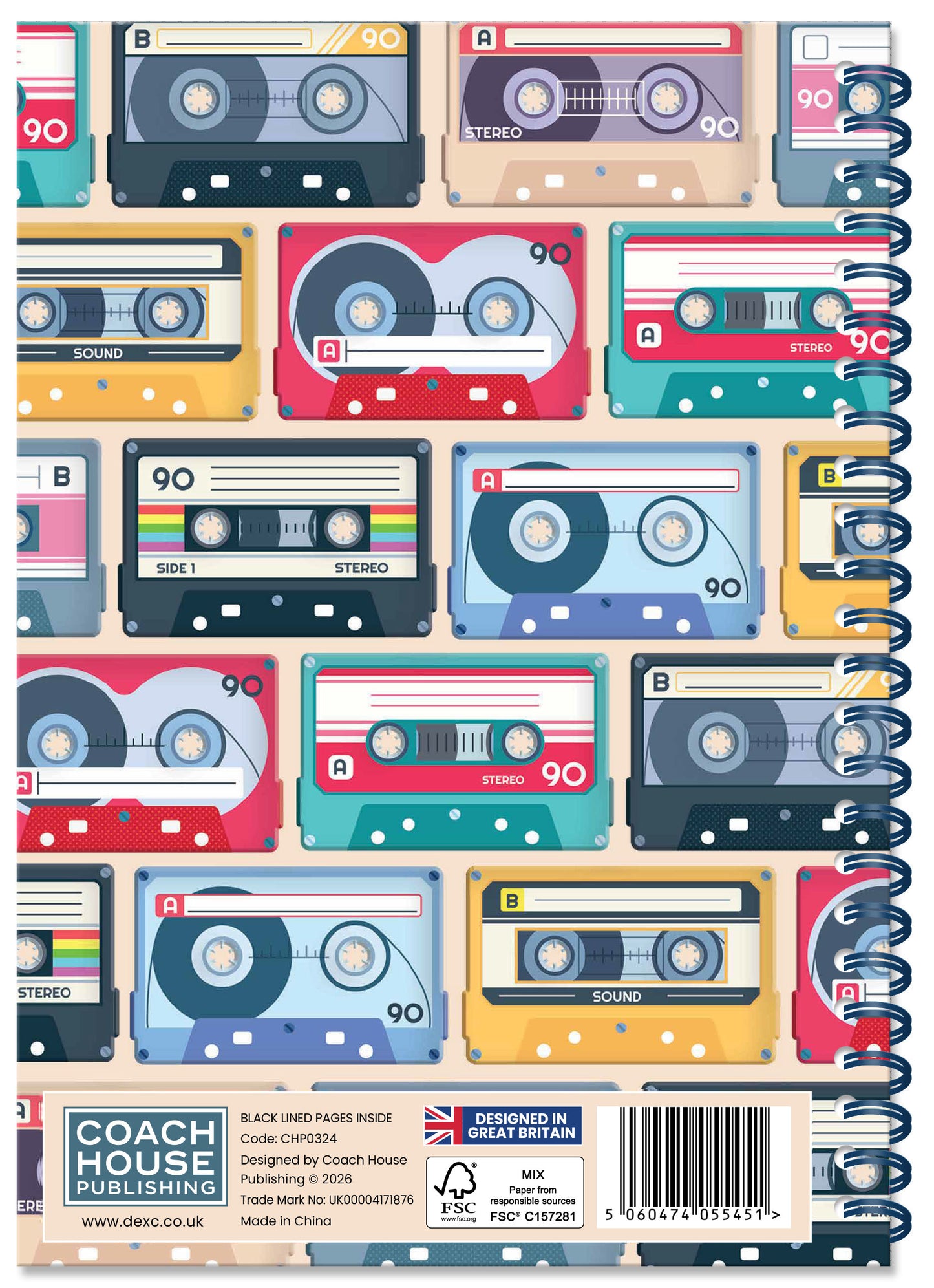Cassette Tapes Spiral Bound Notebook (MINIMUM ORDER QUANTITY x 4 UNITS )