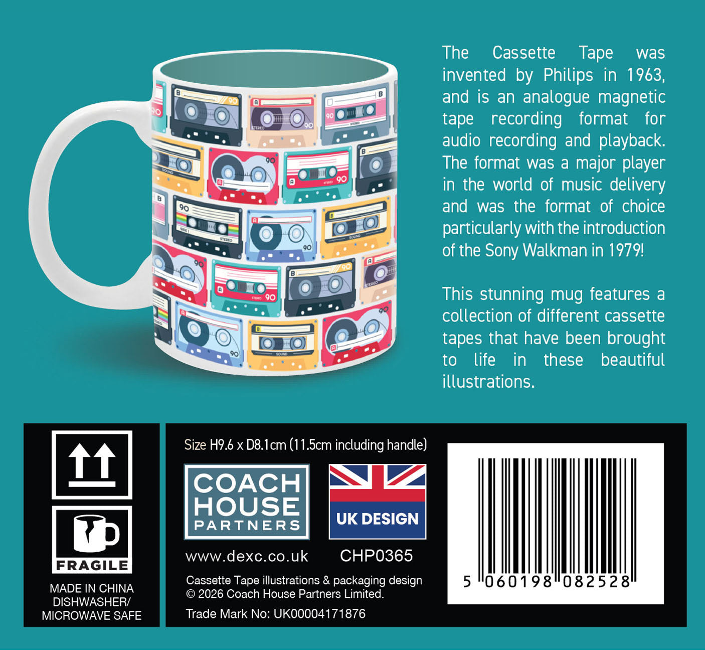 Cassette Tapes Ceramic Mug 11oz (MINIMUM ORDER QUANTITY x 4 UNITS)