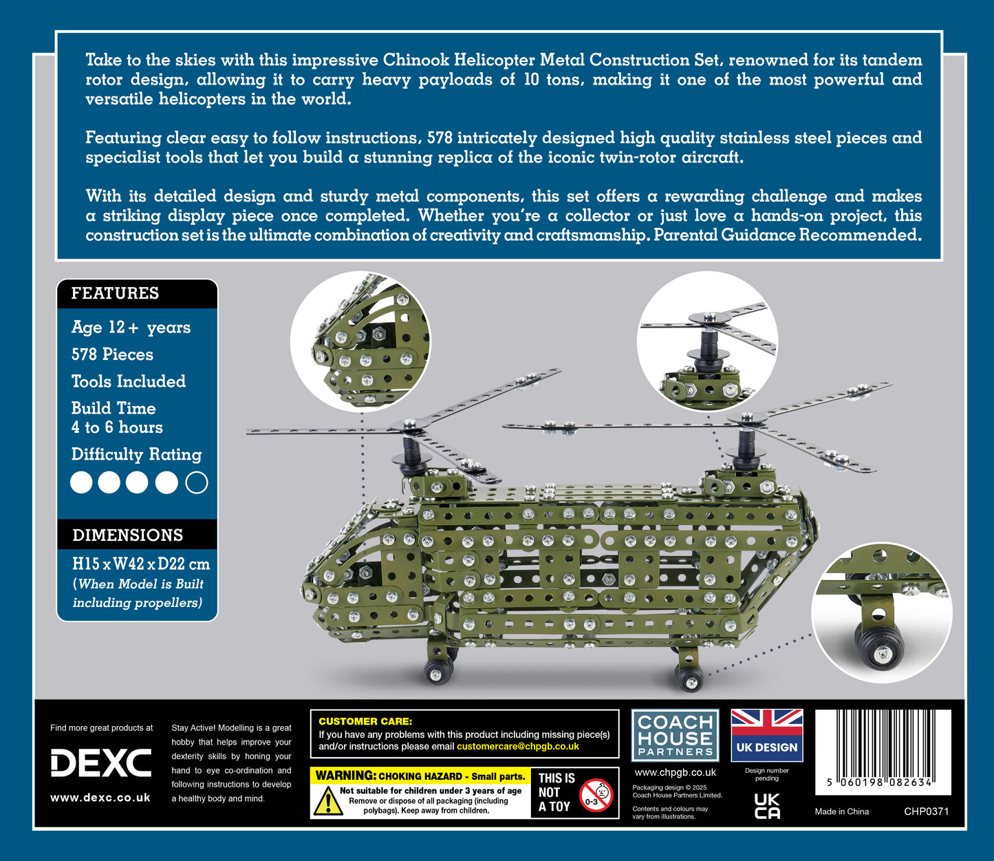 Chinook Helicopter Metal Construction Set (MINIMUM ORDER QUANITY x 4 UNITS )