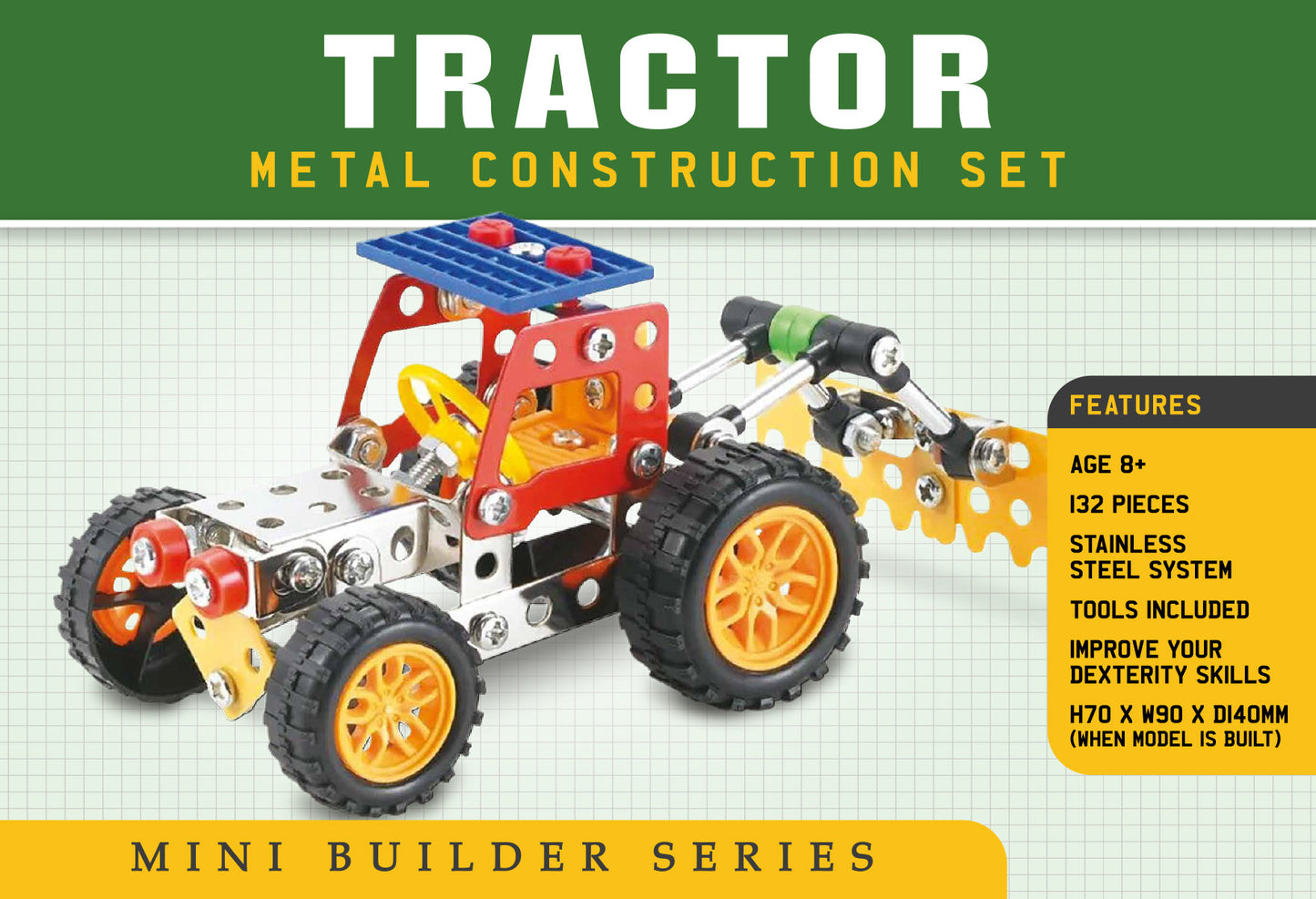 Mini Builder Series Tractor Metal Construction Set (MINIMUM ORDER QUANITY x 6 UNITS )