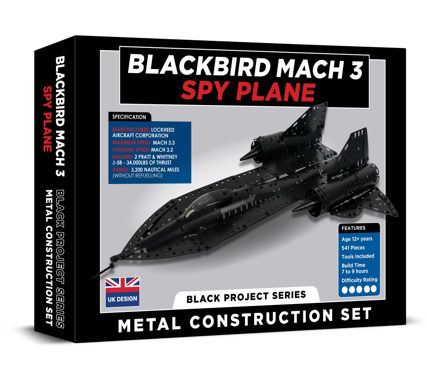 Blackbird Mach 3 Spy Plane Metal Construction Set