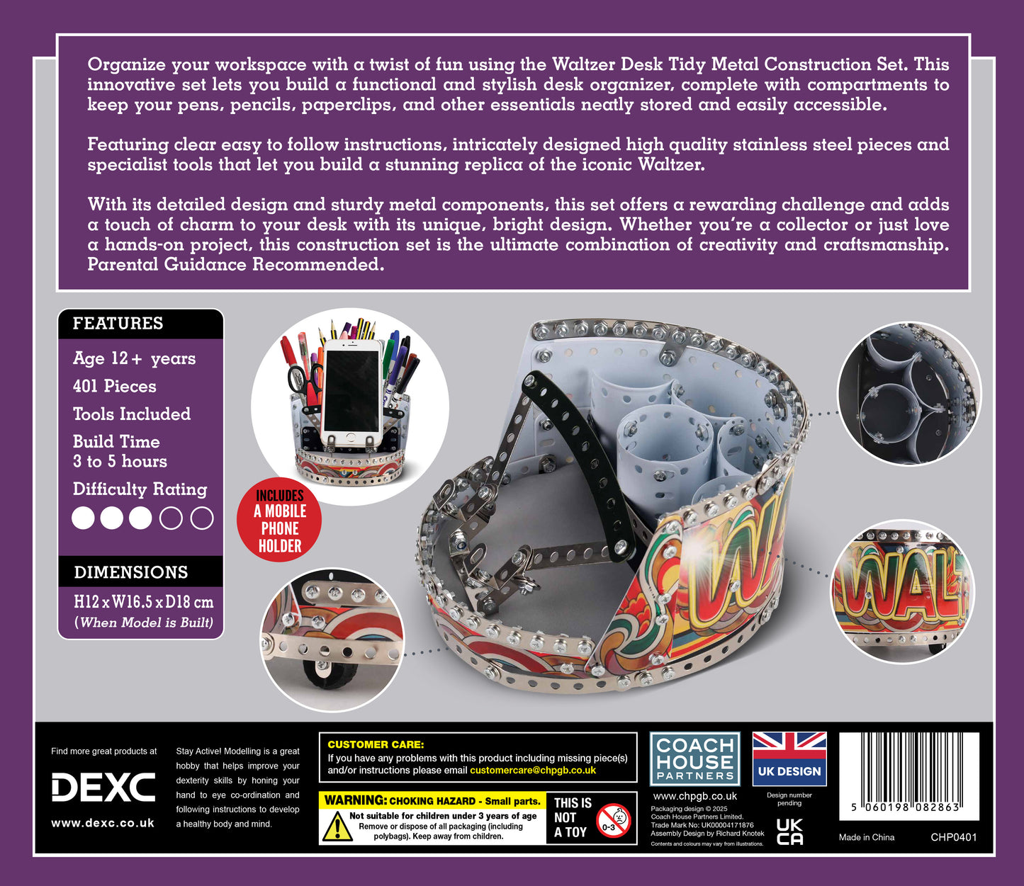 Waltzer Desk Tidy Metal Construction Set (MINIMUM ORDER QUANITY x 4 UNITS )