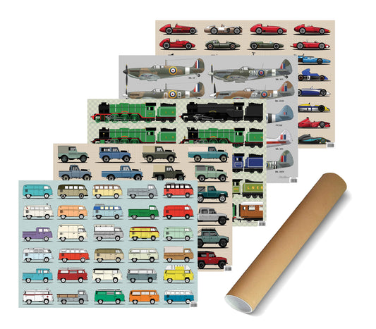 Vintage Classic Vehicles Wrapping Paper Tube