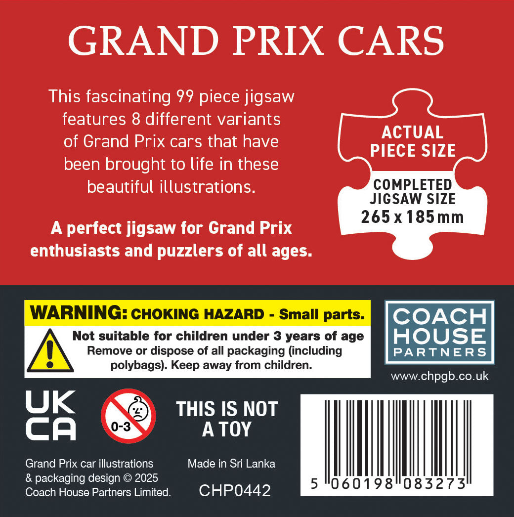 Grand Prix Cars 99 Piece Jigsaw (MINIMUM ORDER QUANITY x 4 UNITS)