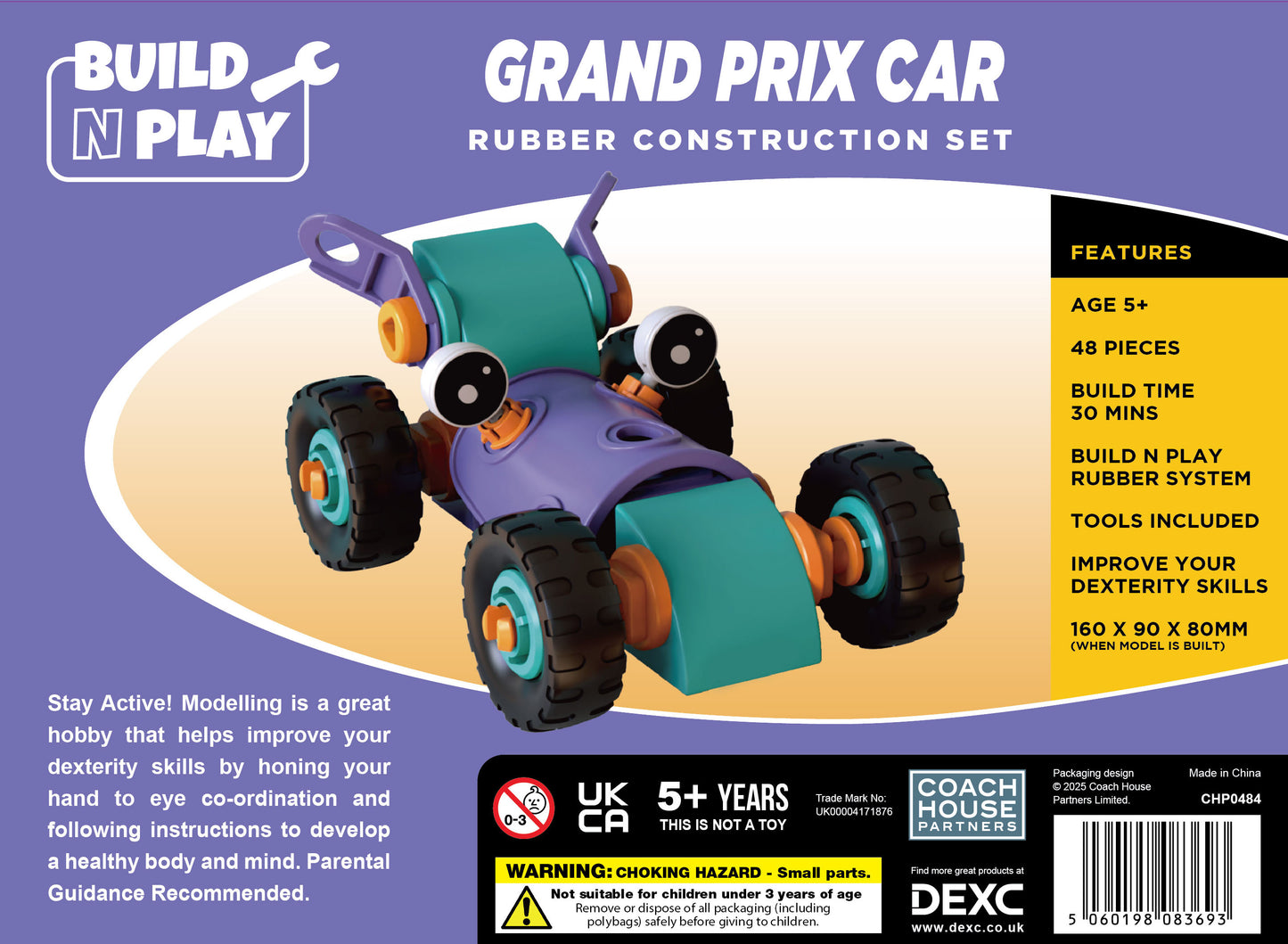Grand Prix Car Build n Play Rubber Construction Set (MINIMUM ORDER QUANTITY x 4 UNITS)