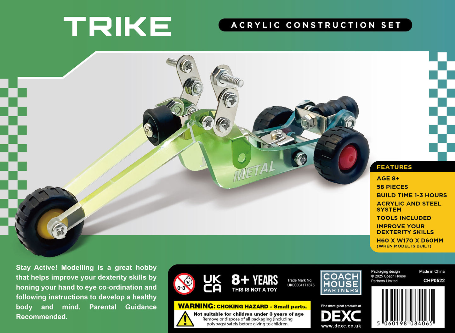 Trike Acrylic/Metal Construction Set (MINIMUM ORDER QUANTITY x 4 UNITS)