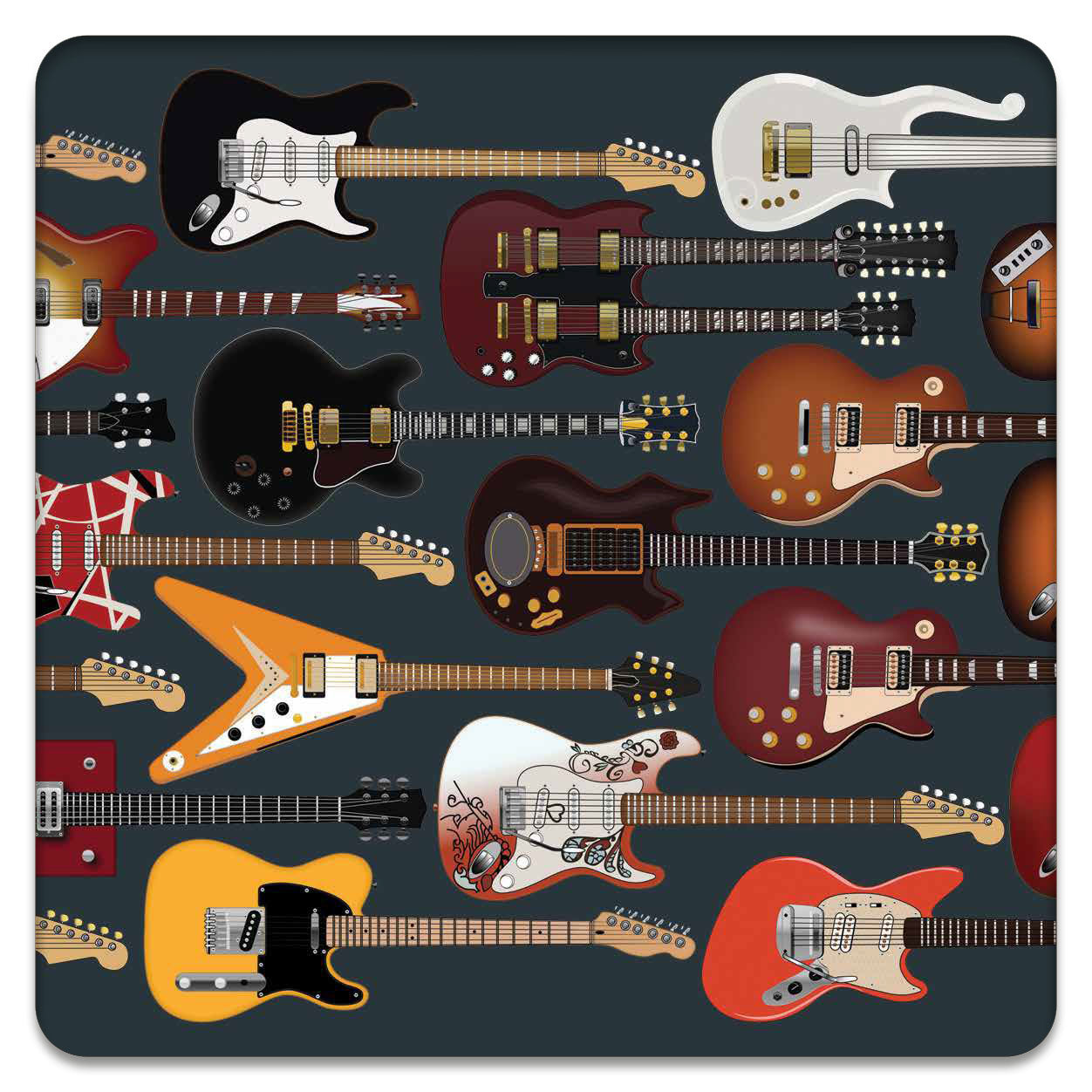 Guitars Bamboo Drinks Coaster (MINIMUM ORDER QUANTITY x 4 UNITS)