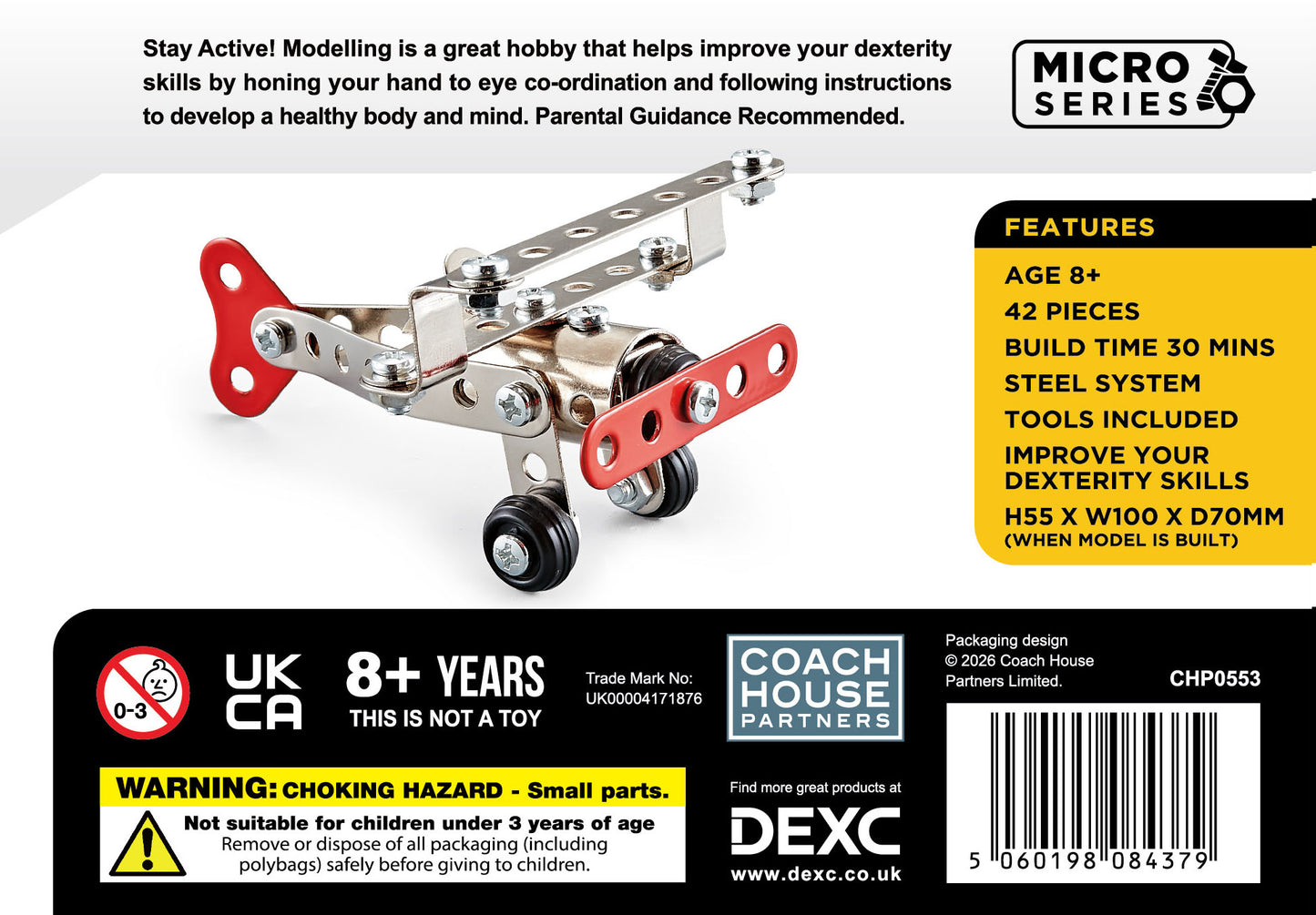 Micro Series Airplane Metal Construction Set (MINIMUM ORDER QUANTITY x 6 UNITS)