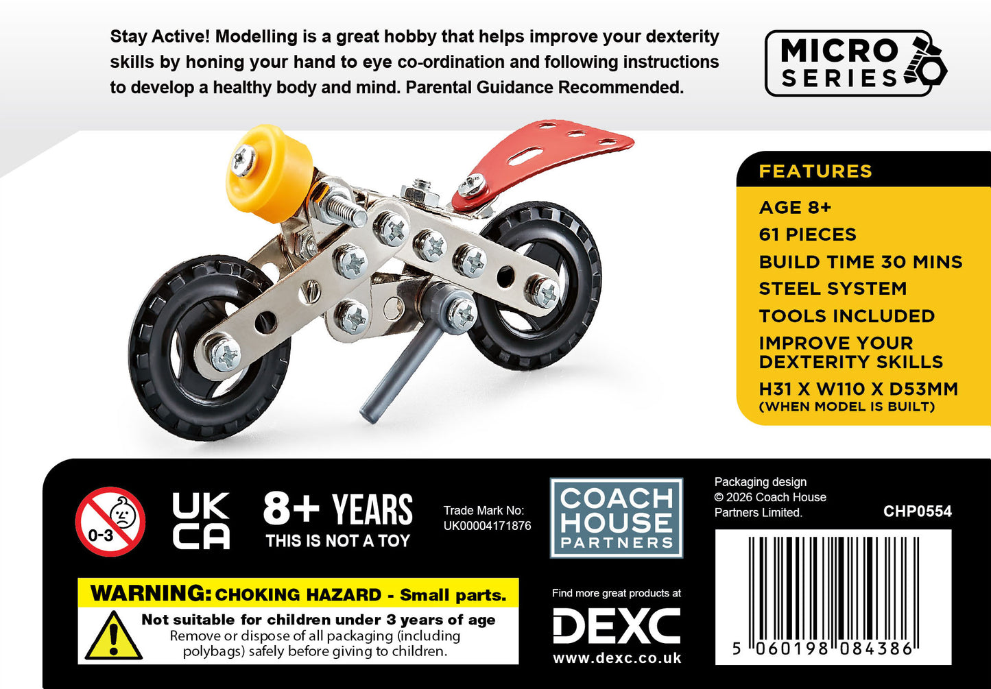 Micro Series Motorbike Metal Construction Set (MINIMUM ORDER QUANTITY x 6 UNITS)