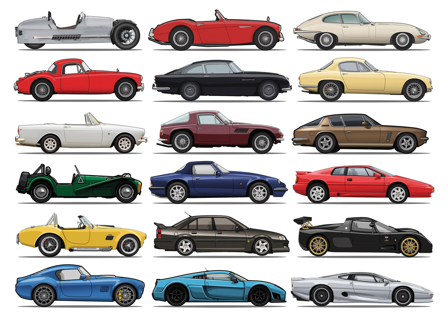 British Sports Car A3 Print ( MINIMUM ORDER QUANTITY x 4 UNITS )