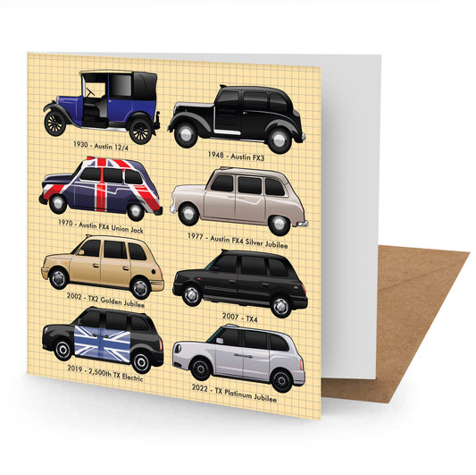 London Taxi Greetings Card 150x150mm Blank(MINIMUM ORDER QUANITY x 6 UNITS )