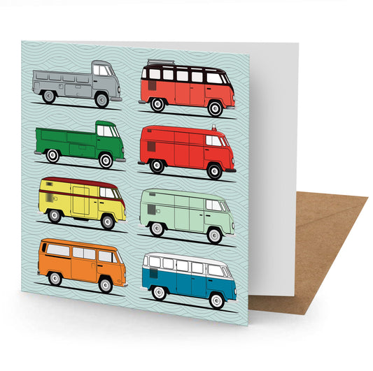 Camper Van Greetings Card 150x150mm Blank (MINIMUM ORDER QUANITY x 6 UNITS )