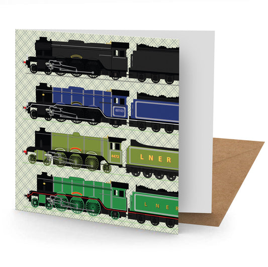 Flying Scotsman Greetings Card 150x150mm blank (MINIMUM ORDER QUANITY x 6 UNITS )