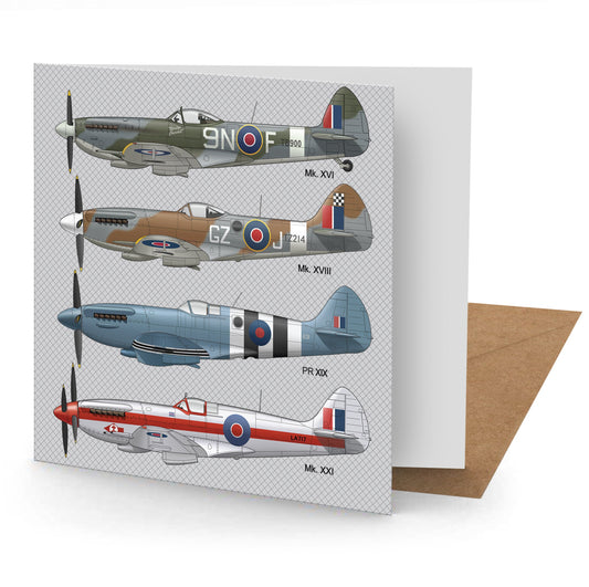 Spitfire Greetings Card 150x150mm blank (MINIMUM ORDER QUANITY x 6 UNITS )