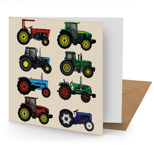 Tractors Greetings Card 150x150mm Blank(MINIMUM ORDER QUANITY x 6 UNITS )