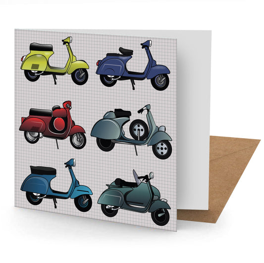 Scooters Greetings Card 150x150mm Blank (MINIMUM ORDER QUANITY x 6 UNITS )