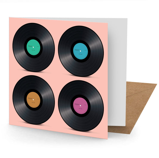 Vinyl Records Greetings Card (150x150mm blank (MINIMUM ORDER QUANITY x 6 UNITS )