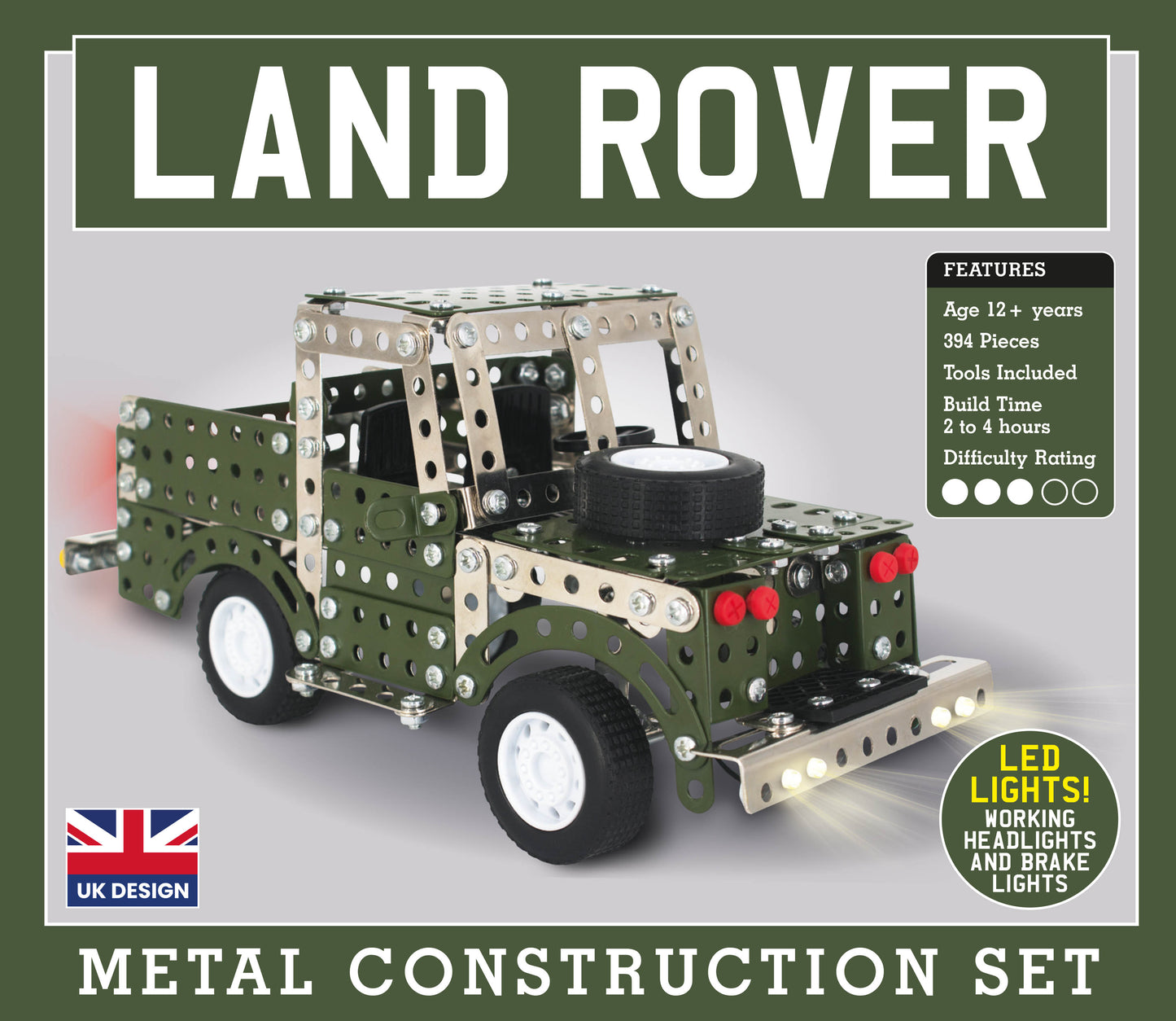 Land Rover with LED Lights Metal Construction Set