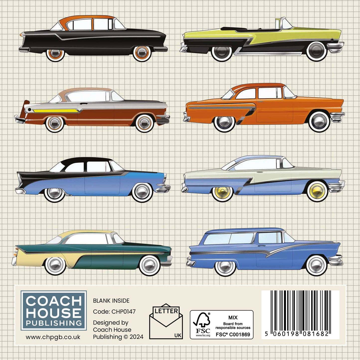 Classic American Cars Greetings Card (150x150 blank)