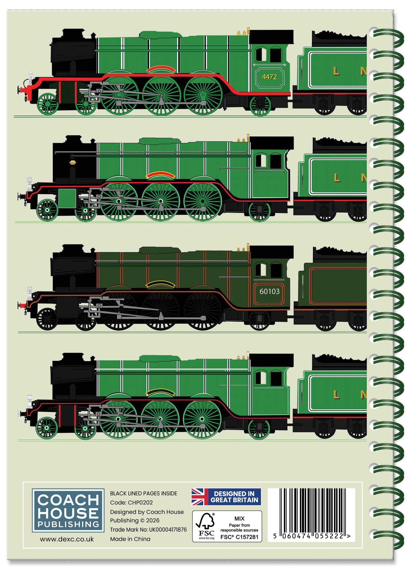 Flying Scotsman Spiral Bound Notebook (A5 lined pages ) (MINIMUM ORDER QUANTITY x 4 UNITS )