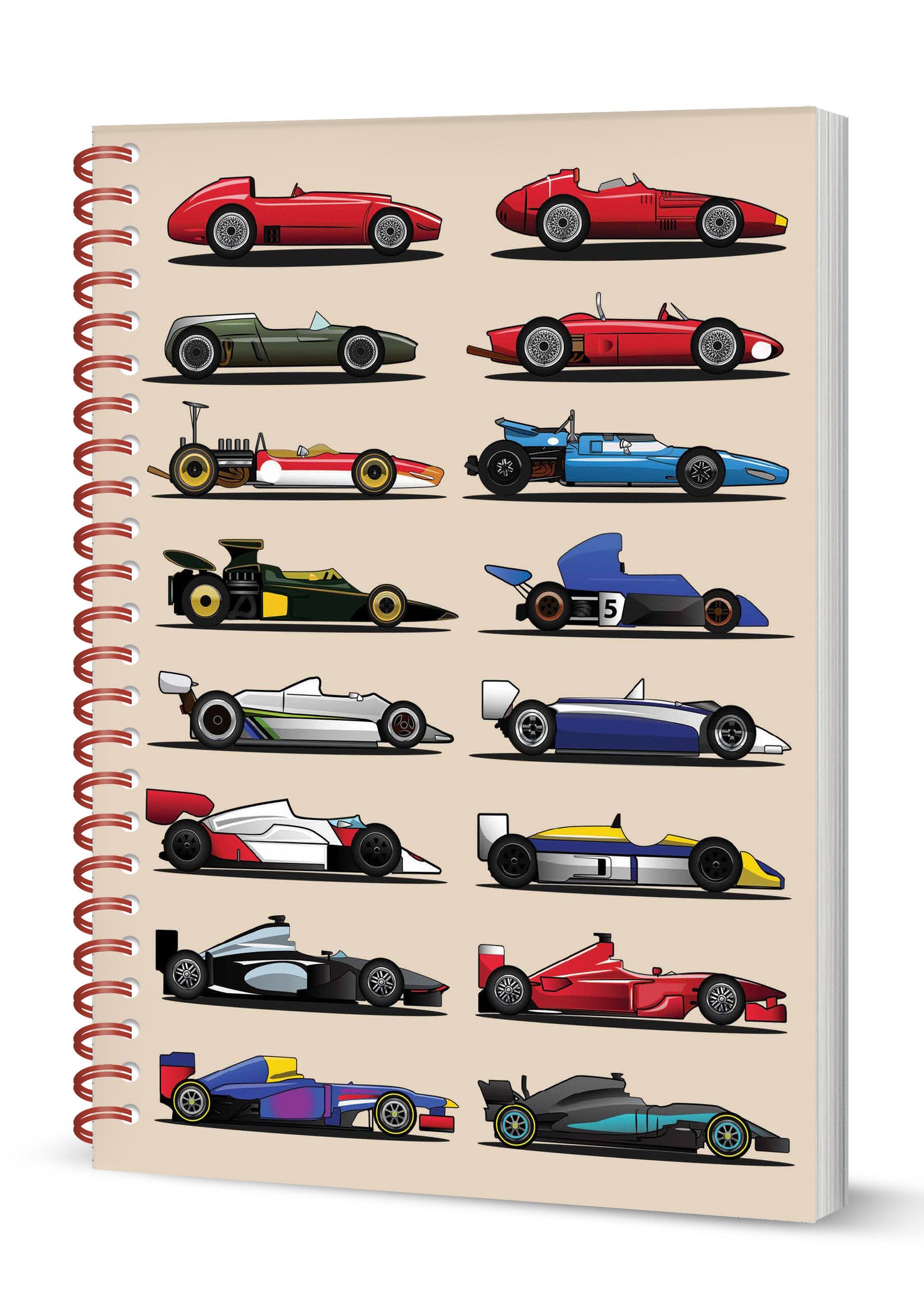 Grand Prix Cars Spiral Bound Notebook  (A5 Lined Pages) (MINIMUM ORDER QUANTITY x 4 UNITS )