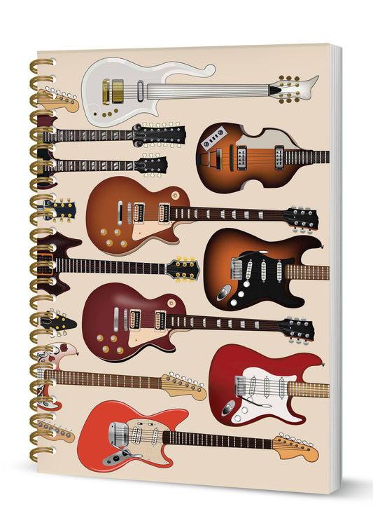 Guitars Spiral Bound Notebook (A5 Lined Pages) (MINIMUM ORDER QUANTITY x 4 UNITS )