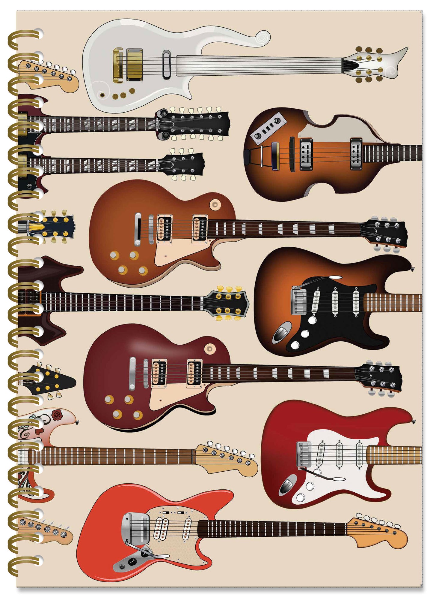 Guitars Spiral Bound Notebook (A5 Lined Pages) (MINIMUM ORDER QUANTITY x 4 UNITS )