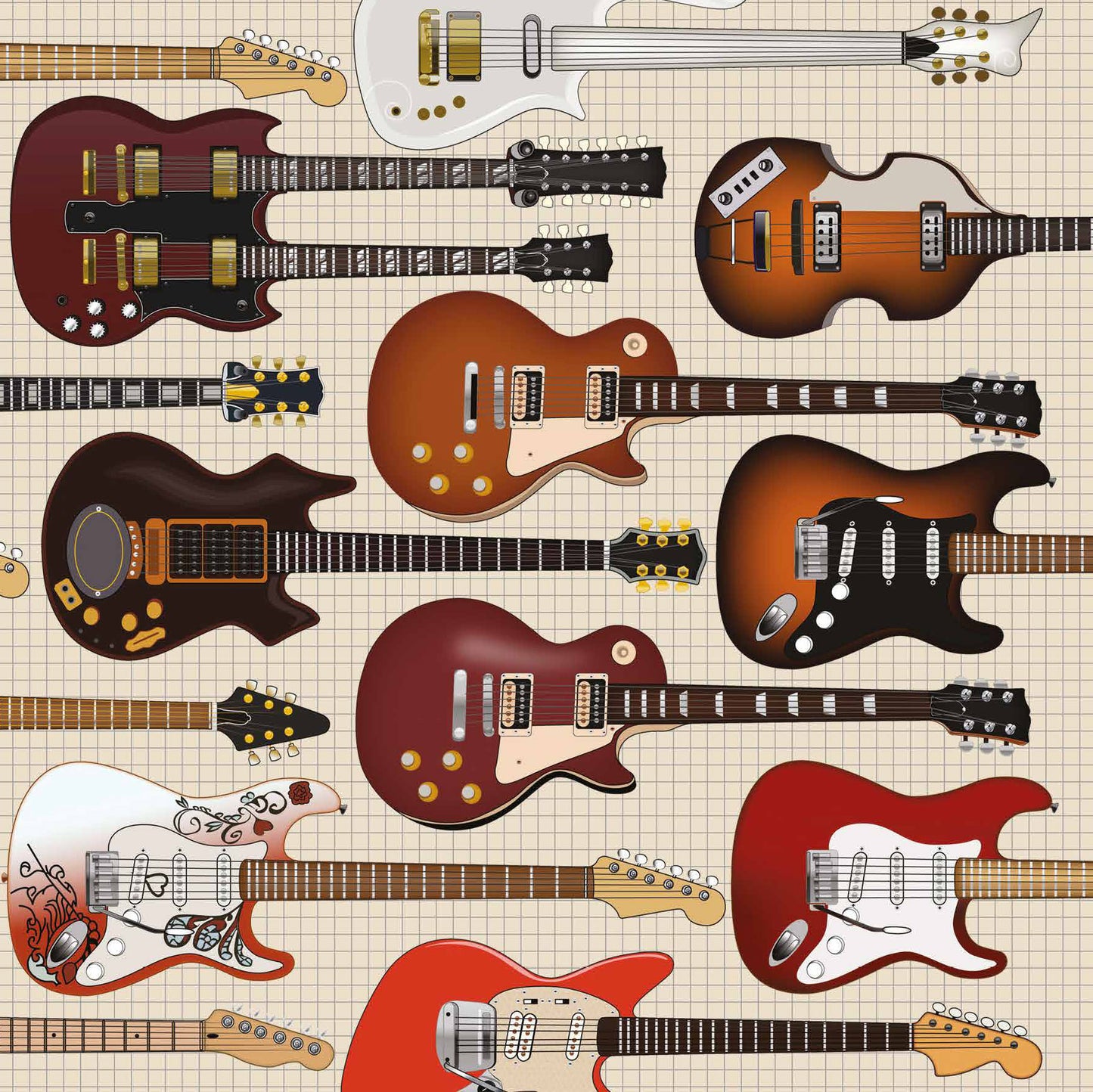 Guitars Greetings Card (150x150 blank)