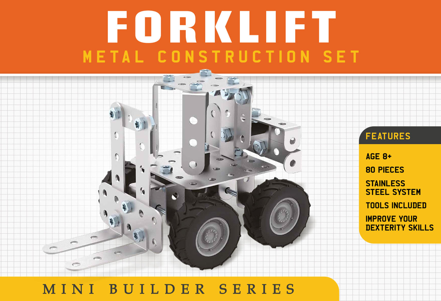 Mini Builder Series Forklift Metal Construction Set