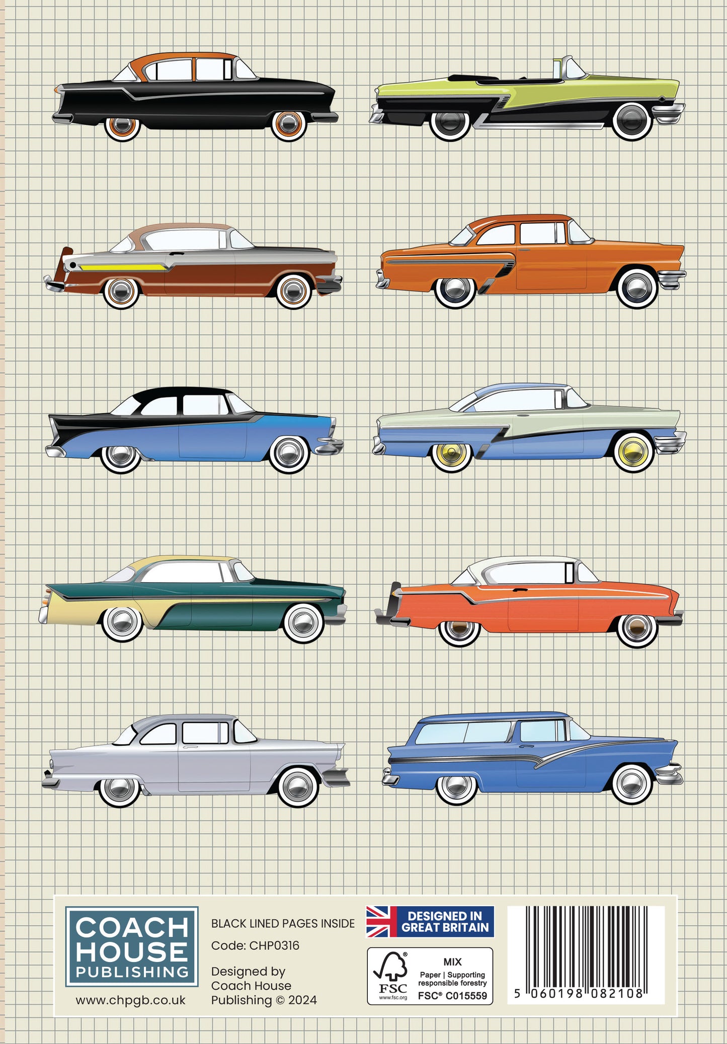 Classic American Cars Hardback Notebook (A5 120 pages lined)