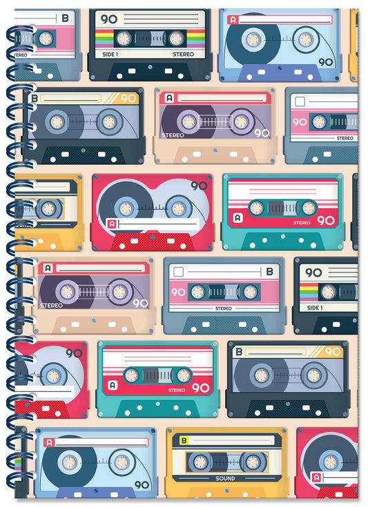 Cassette Tapes Spiral Bound Notebook (A5 Lined Pages)  (MINIMUM ORDER QUANTITY x 4 UNITS )