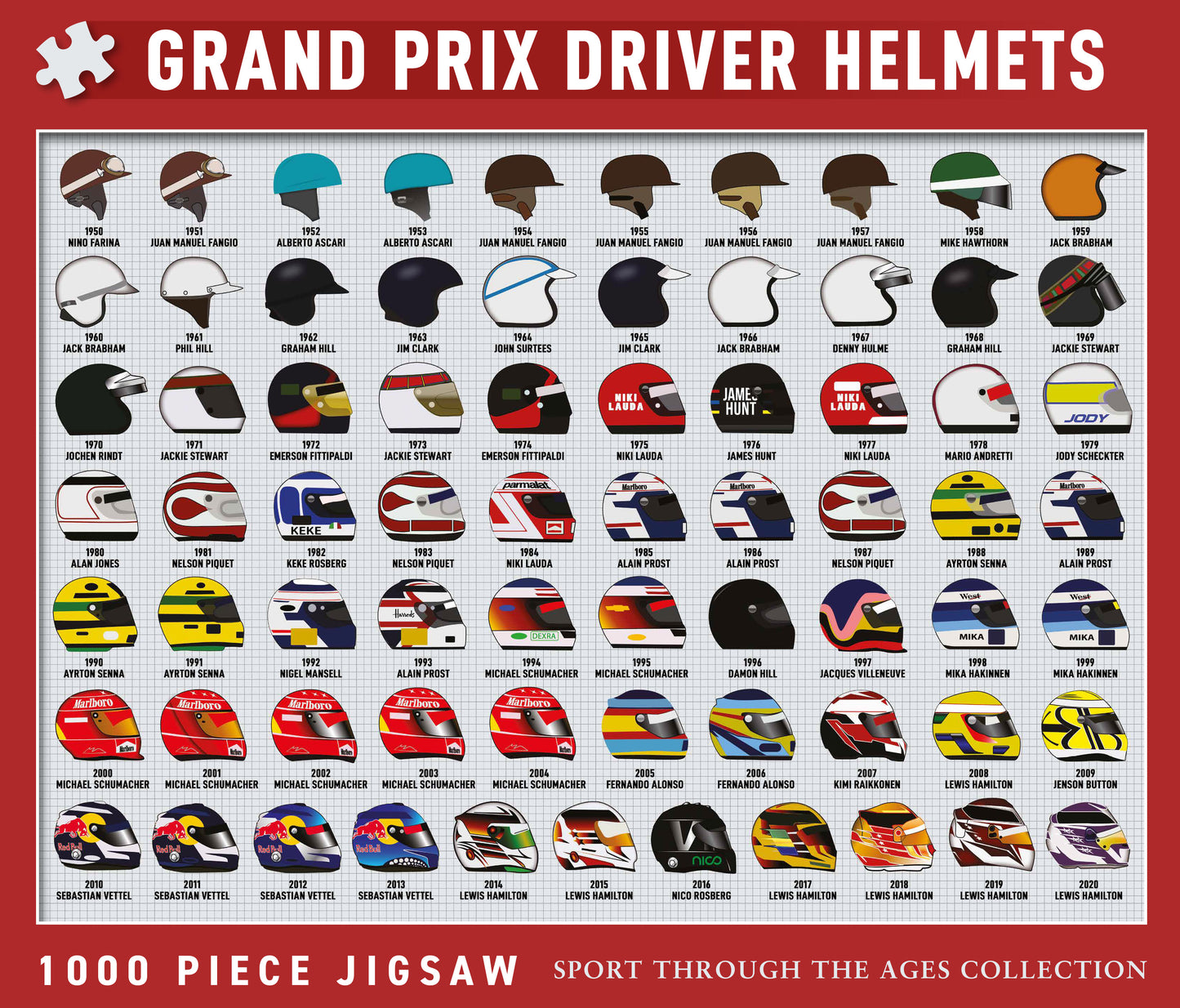 Grand Prix Driver Helmets 1000 Piece Jigsaw