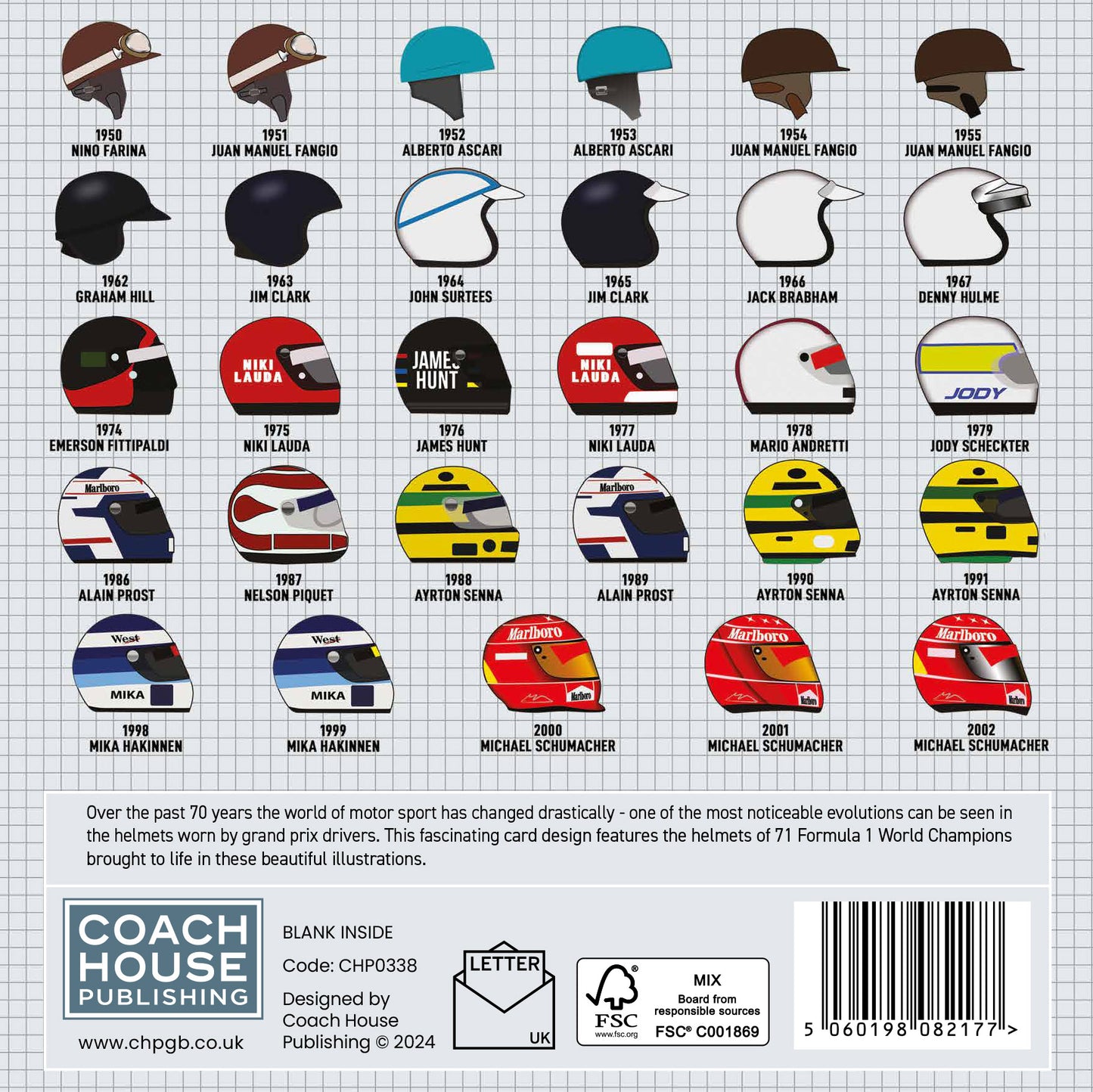 Grand Prix Driver Helmets Greetings Card (150x150 Blank)