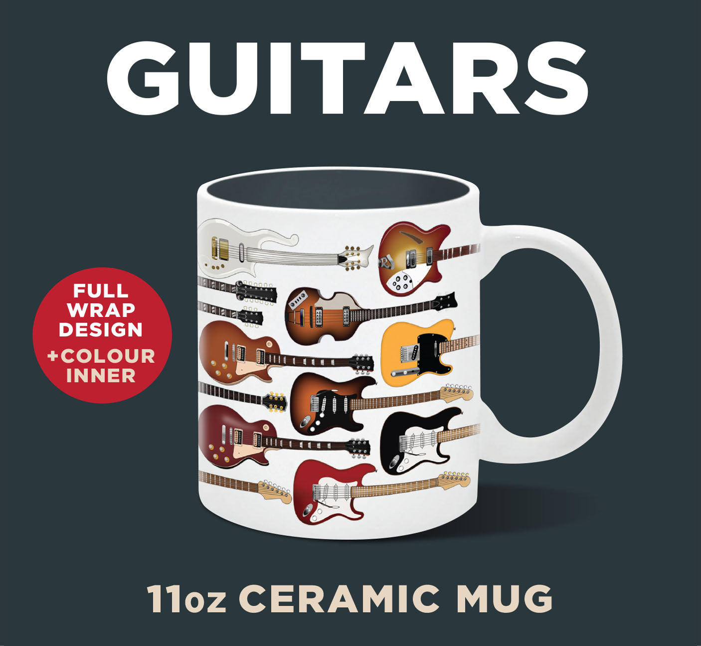 Guitars Ceramic Mug 11oz (MINIMUM ORDER QUANTITY x 4 UNITS)