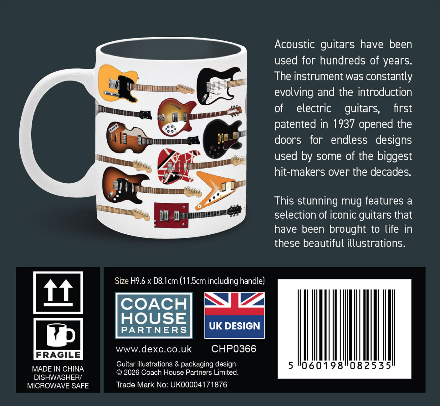 Guitars Ceramic Mug 11oz (MINIMUM ORDER QUANTITY x 4 UNITS)