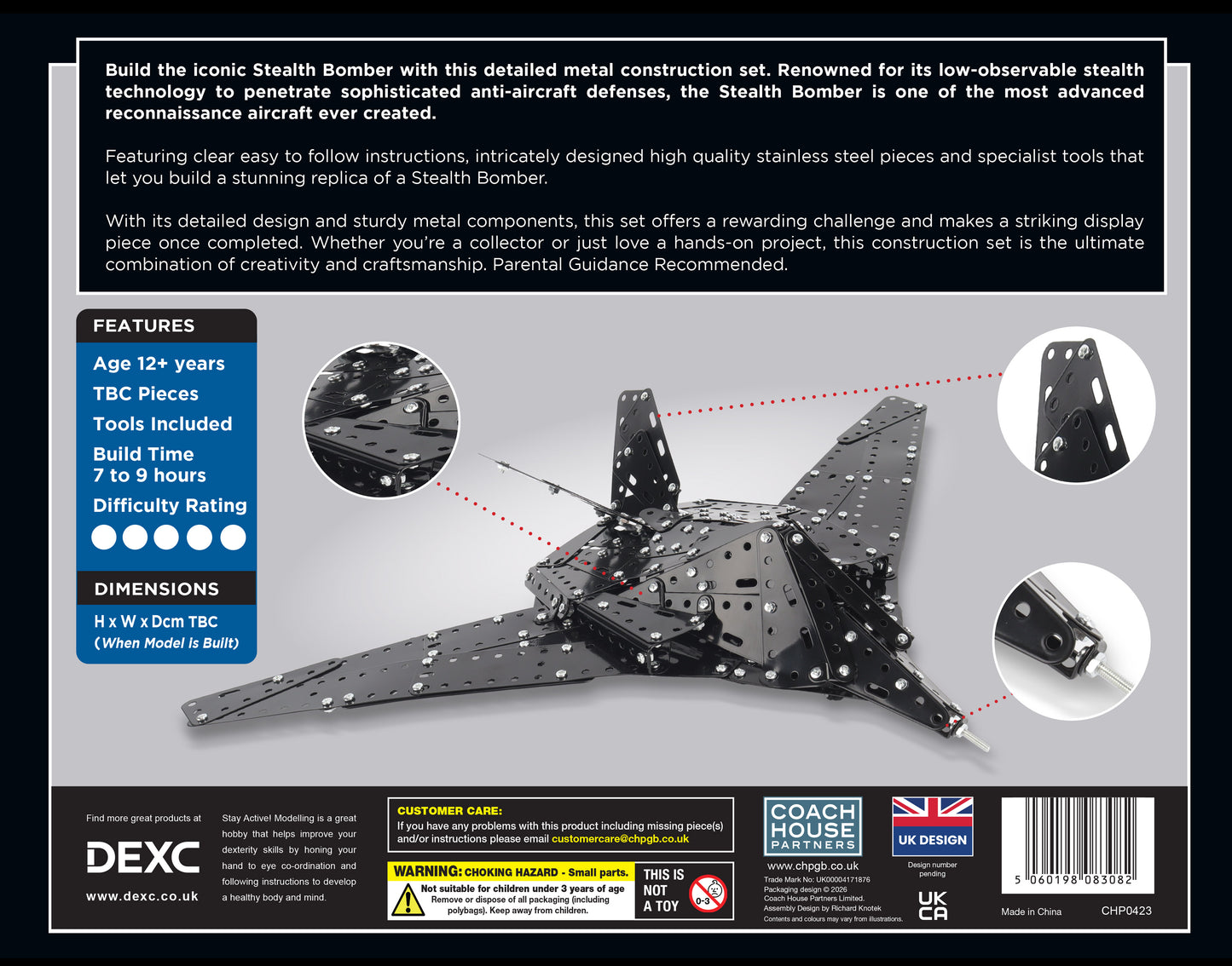 Stealth Bomber Premium Metal Construction Set (MINIMUM ORDER QUANTITY x 2 UNITS)