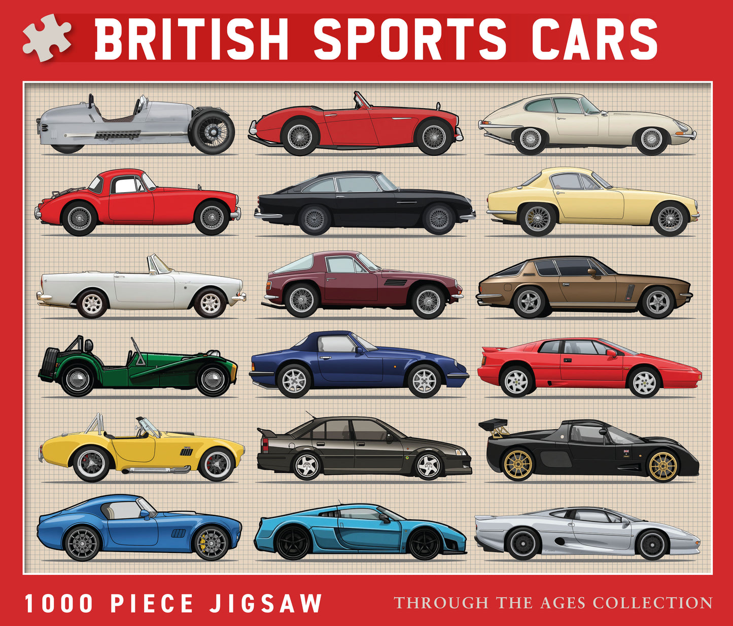 British Sports Cars 1000 Piece Jigsaw (MINIMUM ORDER QUANTITY x 4 UNITS)