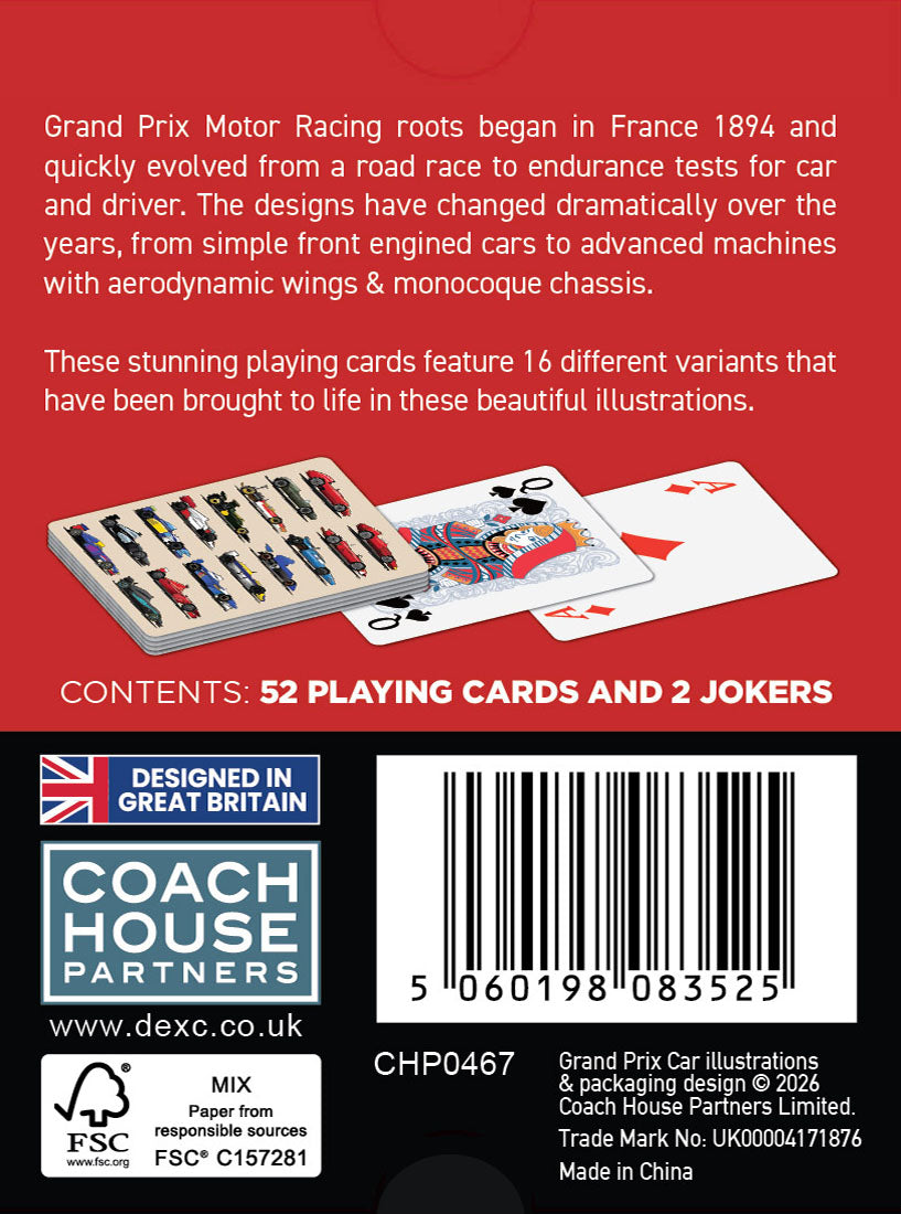 Grand Prix Car Playing Cards (MINIMUM ORDER QUANTITY x 6 UNITS)