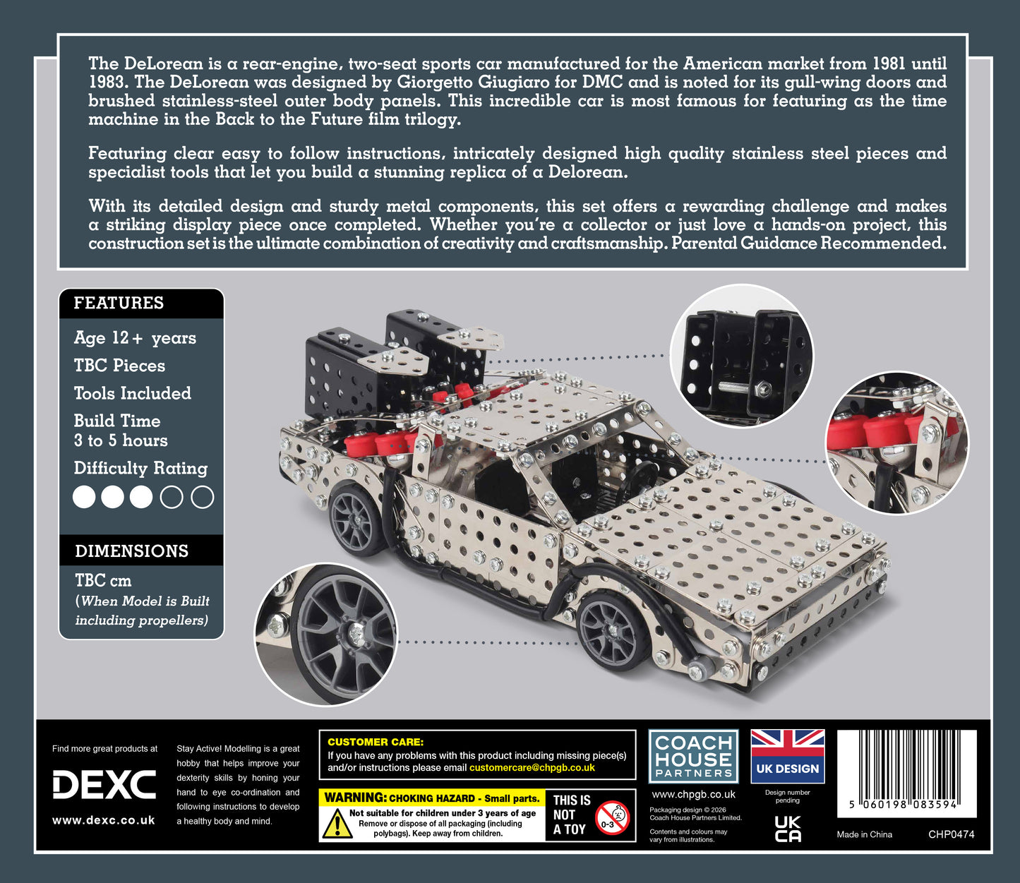 DeLorean Metal Construction Set (MINIMUM ORDER QUANTITY x 4 UNITS)