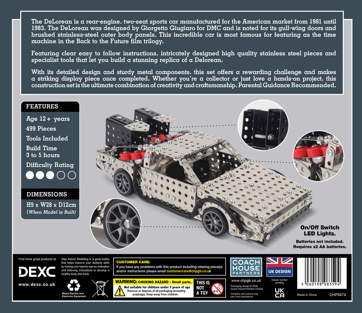 DeLorean Metal Construction Set (MINIMUM ORDER QUANTITY x 4 UNITS)