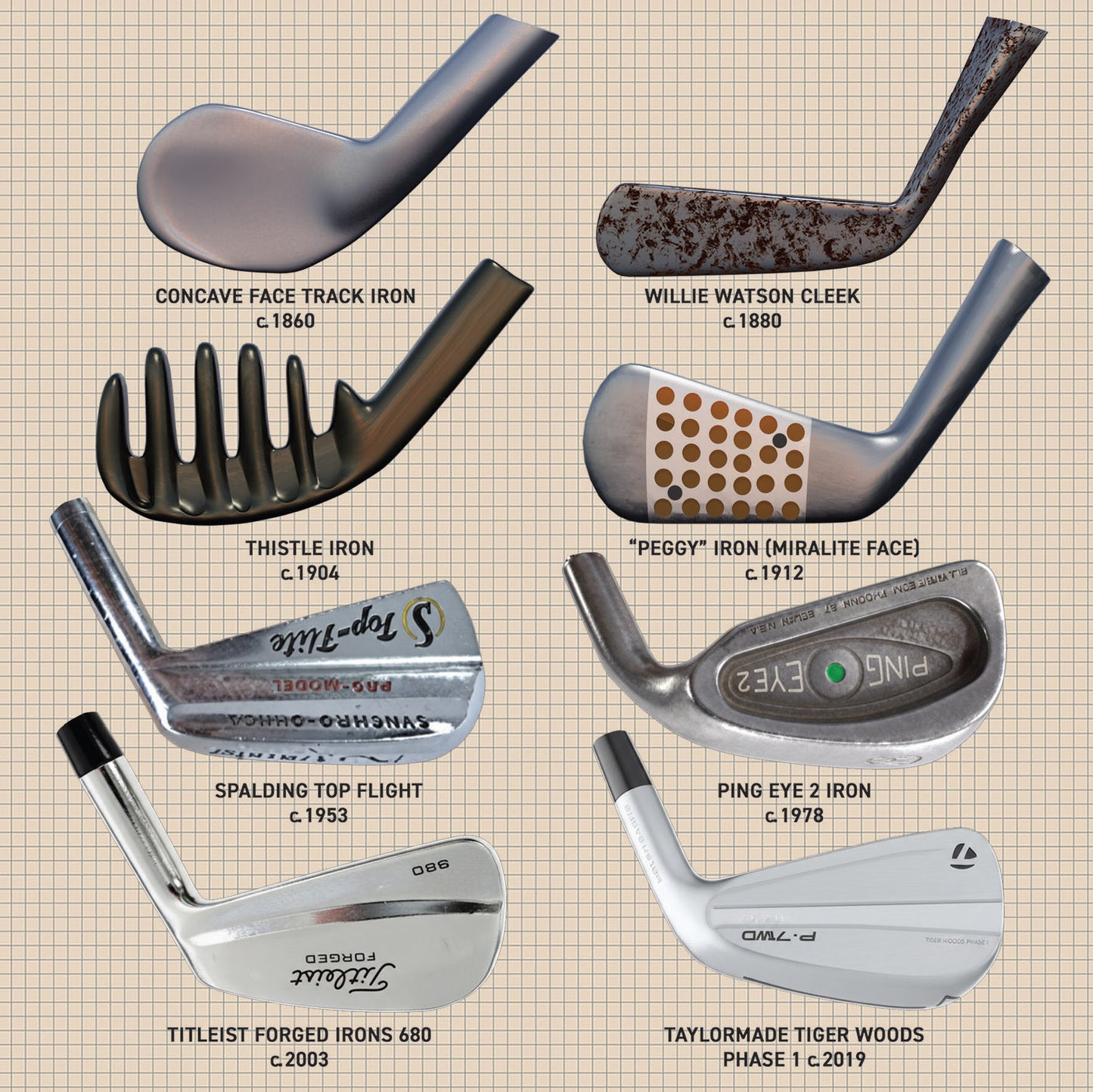 Vintage Golf Clubs Greetings Card 150x150mm blank (MINIMUM ORDER QUANTITY x 6 UNITS)