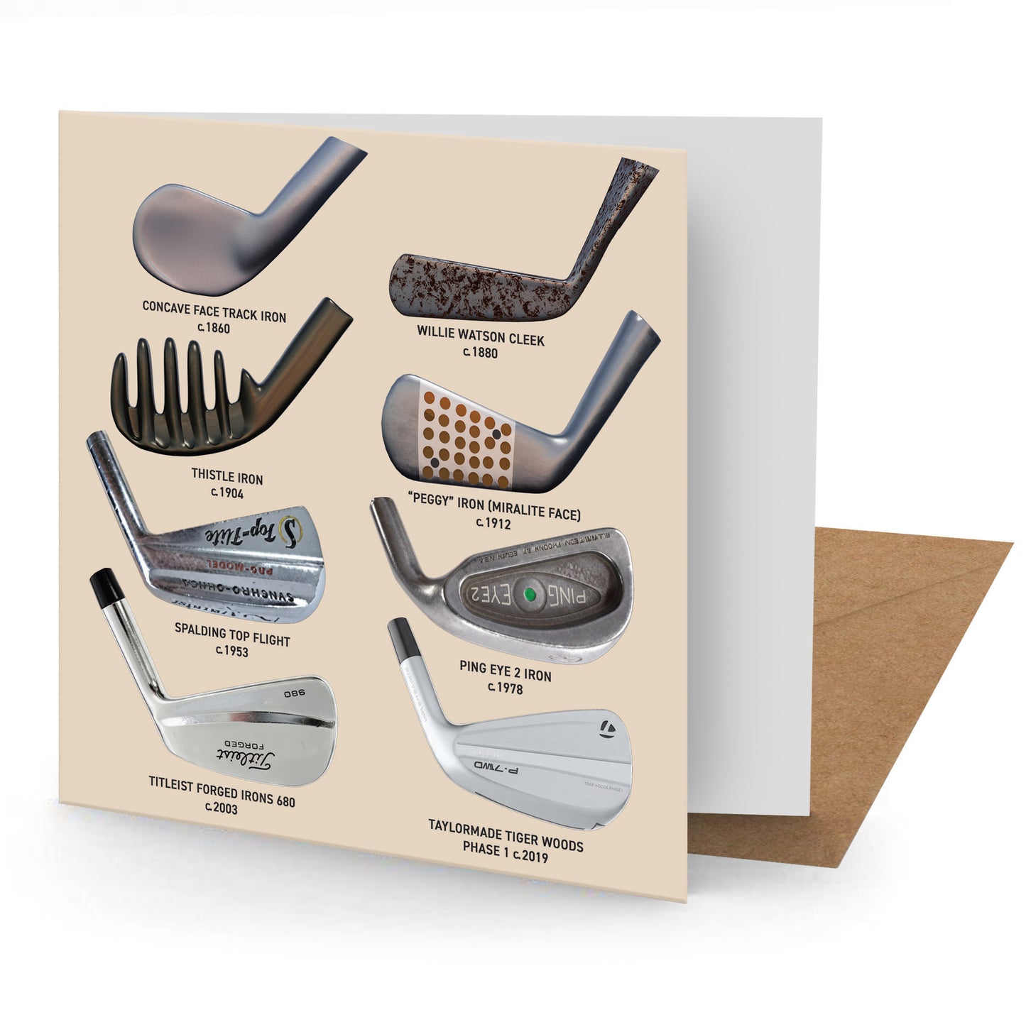 Vintage Golf Clubs Greetings Card 150x150mm blank (MINIMUM ORDER QUANTITY x 6 UNITS)