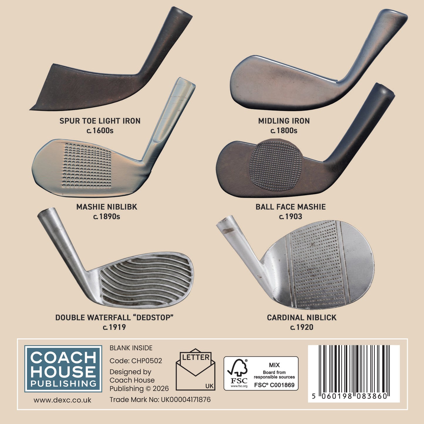 Vintage Golf Clubs Greetings Card 150x150mm blank (MINIMUM ORDER QUANTITY x 6 UNITS)